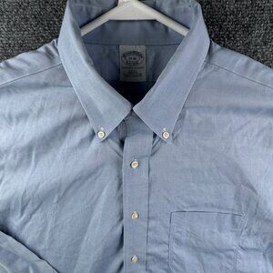 Brooks Brothers Long Sleeve Button Up Shirt Men Cotton Blue 17 36 Slim Fit Blue